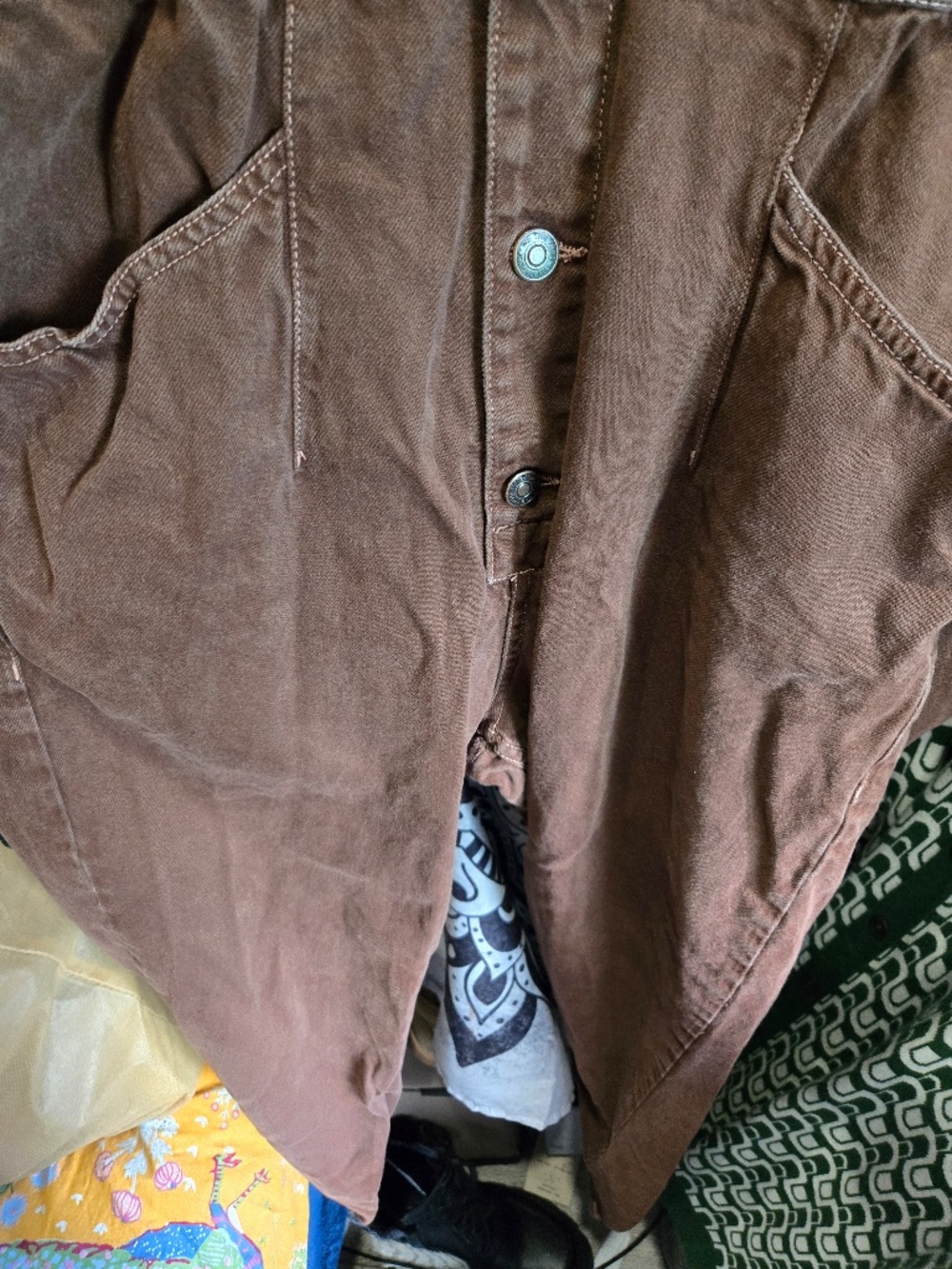 We the free Marci Denim jumpsuit large brown denim guc - Picture 5 of 8